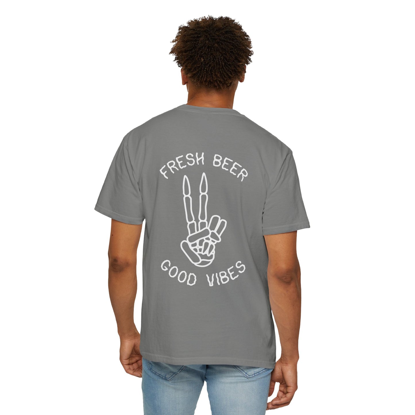 T-Shirt - Fresh Beer Good Vibes Sunset and Peace Sign