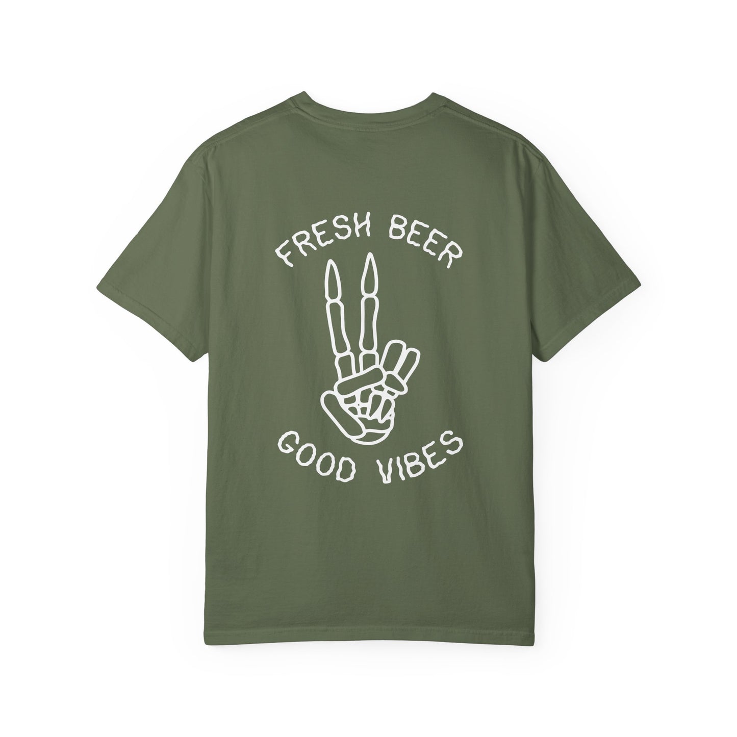 T-Shirt - Fresh Beer Good Vibes Sunset and Peace Sign