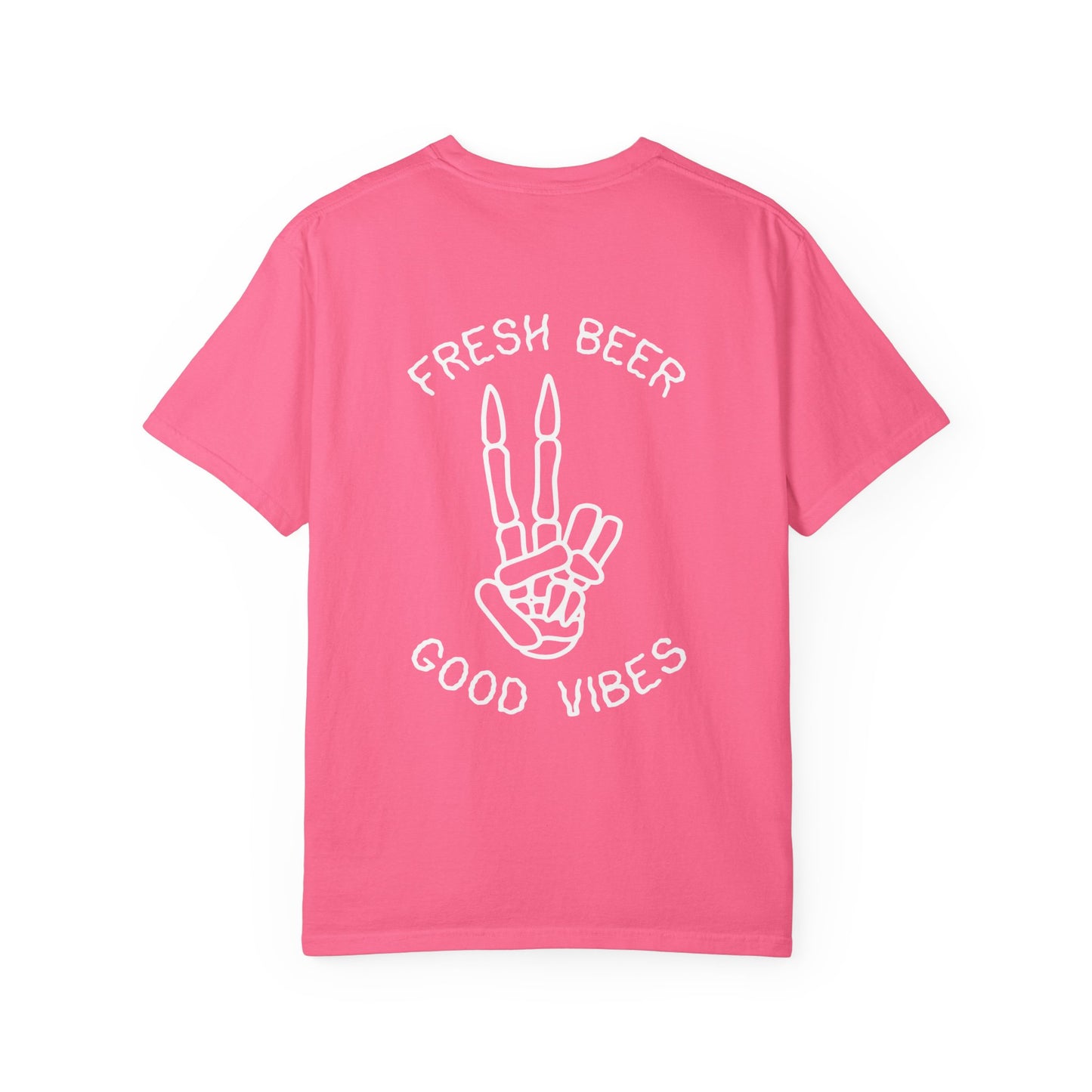 T-Shirt - Fresh Beer Good Vibes Sunset and Peace Sign